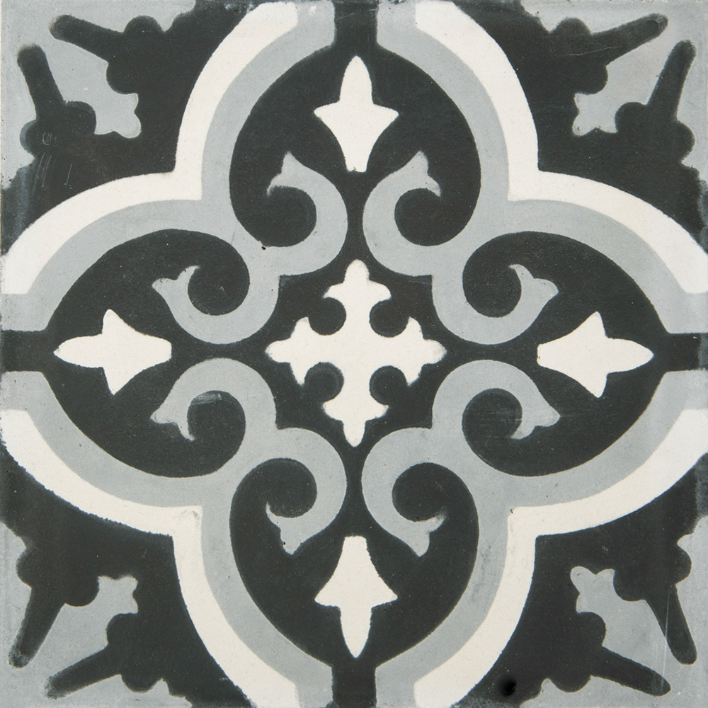 Marockanska klassiska kakelplattor svart, vit, grå - K3