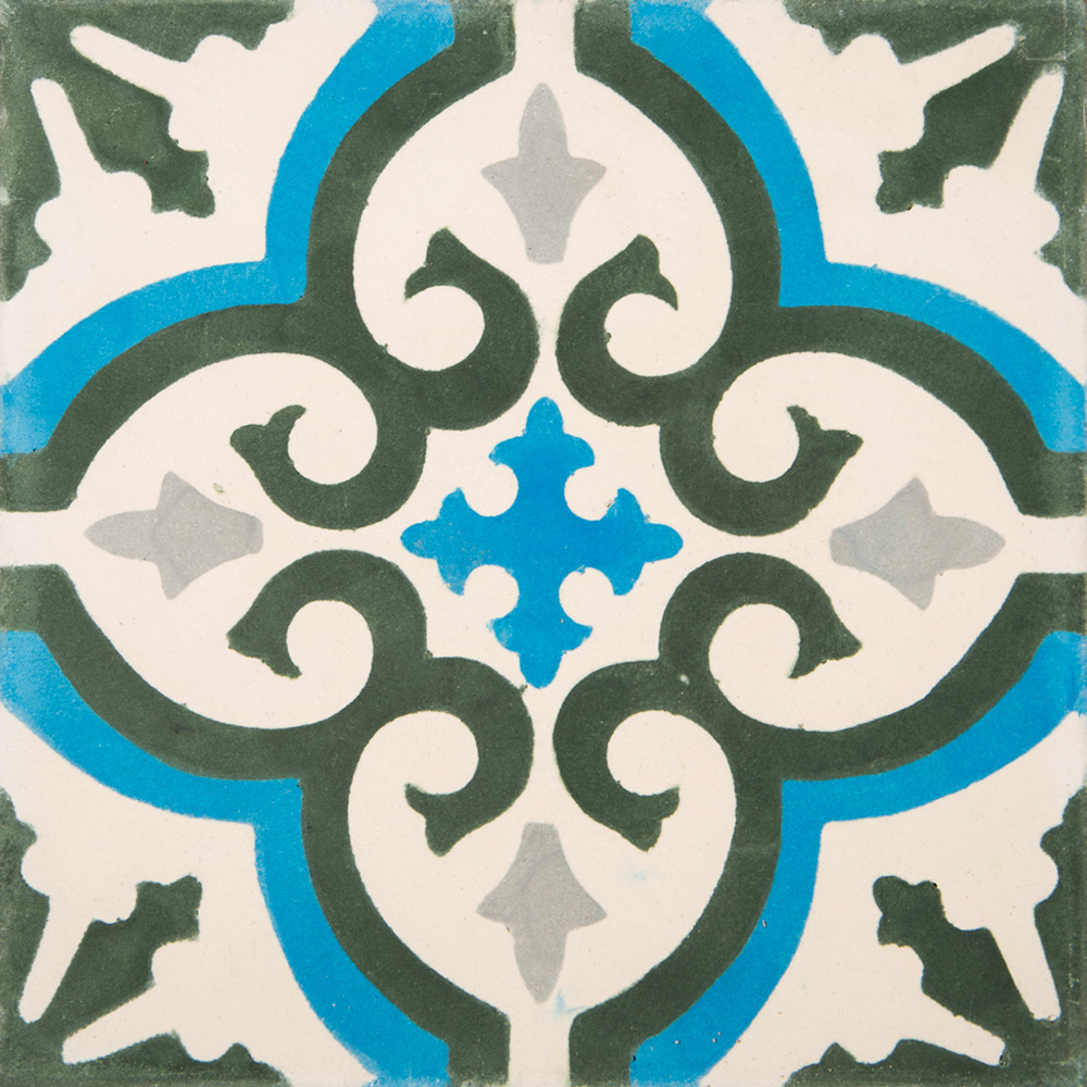 Marockanska klassiska kakelplattor svart, vit, grå, blå - K4