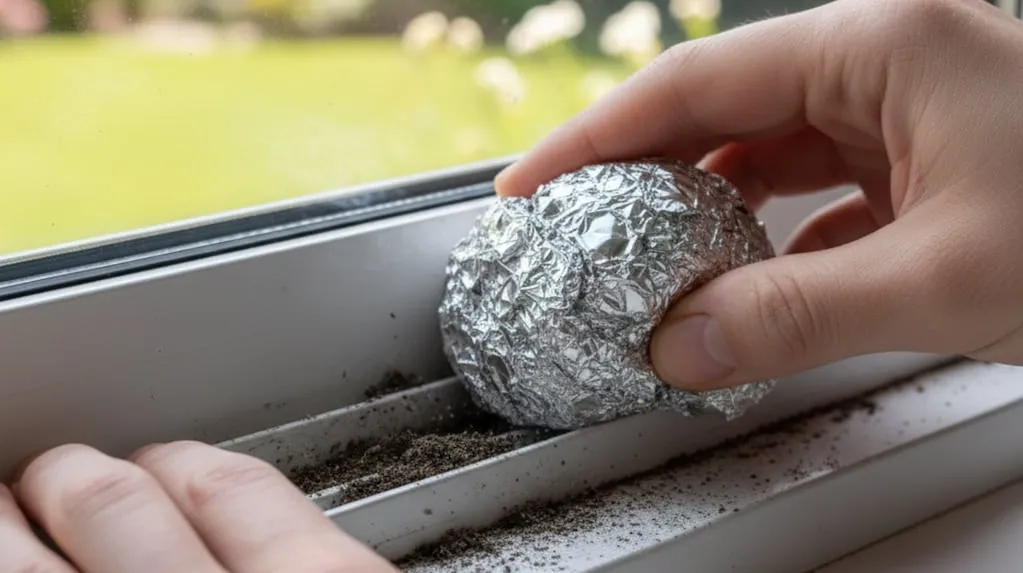 Att använda aluminiumfolie för att rengöra fönsterrälsen