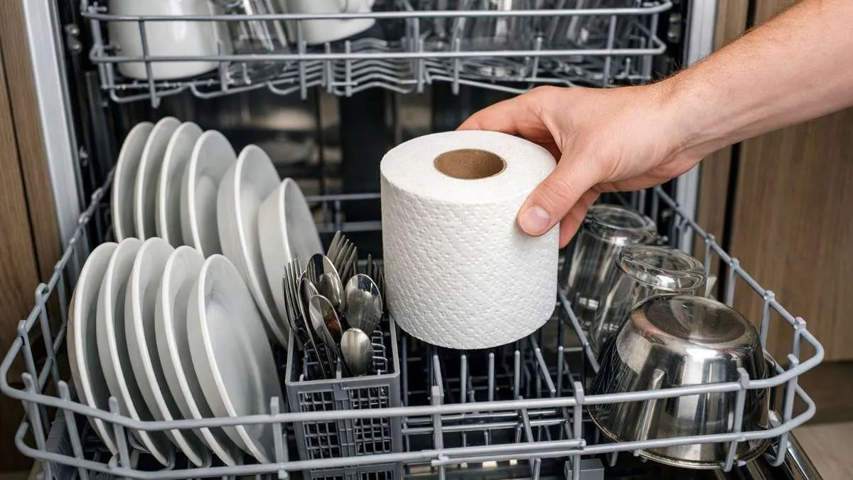 Därför ska du stoppa en oanvänd toalettrulle i diskmaskinen